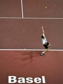 Marco Chiudinelli in azione quest'oggi a Basilea