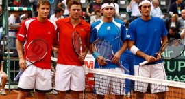 Da sinistra verso destra: Chiudinelli, Wawrinka, Bolelli e Starace.